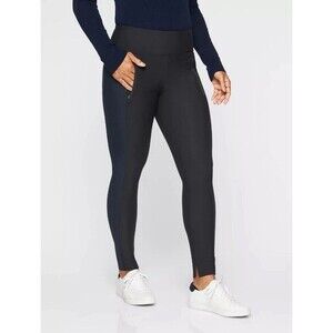 Athleta Yoga Pants Womens L Black Navy Blue Stellar Stretch Breathable Leggings